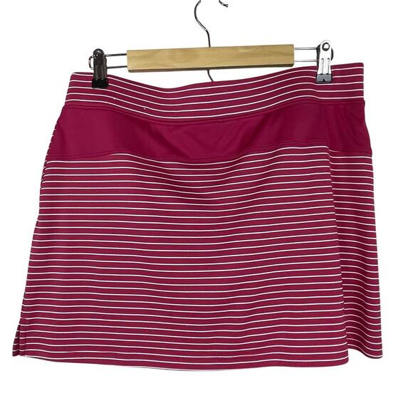 Izod Golf Skort Red White Striped Pull On Stretch Women's L Pockets Skirt - Picture 2 of 6